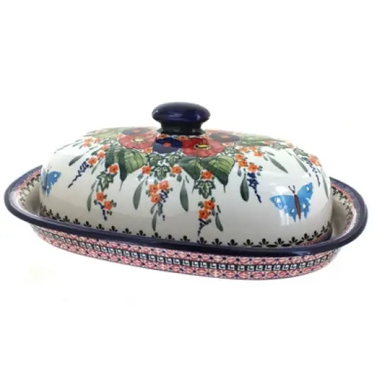 Blue Rose Polish Pottery 941 Zaklady Bread Container image {1}