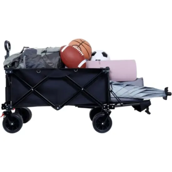RISOKEYS Collapsible Utility Wagon,with 30% Expandable Tailgate,All-Terrain Beach Wheels,Adjustable Handle for Beach,Camping, Gardening,Outdoor image {9}