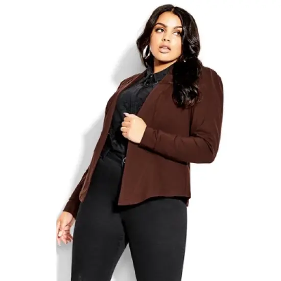 Women's Plus Size Piping Praise Jacket - truffle | CITY CHIC image {3}