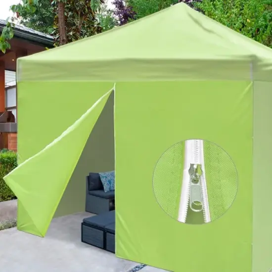 InstaHibit Universal Sidewall Zipper UV30+ Fits 10x10ft Canopy Picnic 1 Piece Green image {1}