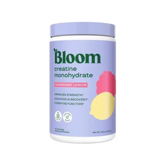 BLOOM NUTRITION Creatine Monohydrate Supplement Vegan Powder - Raspberry Lemon - 9oz/40 Servings image {6}