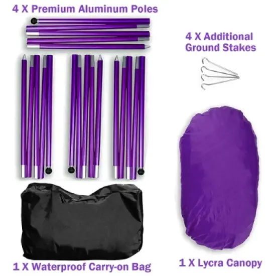 Costway Family Beach Tent Canopy w/4 Poles Sandbag Anchors 10'x9' UPF50+ Purple/Green/Blue image {5}