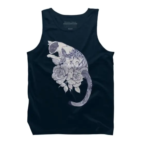 Men's Design By Humans Cat Snake Flowers Tattoo By jess1586 Tank Top image {6}