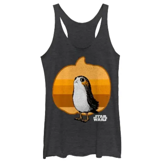Women's Star Wars The Last Jedi Halloween Porg Pumpkin Racerback Tank Top image {2}