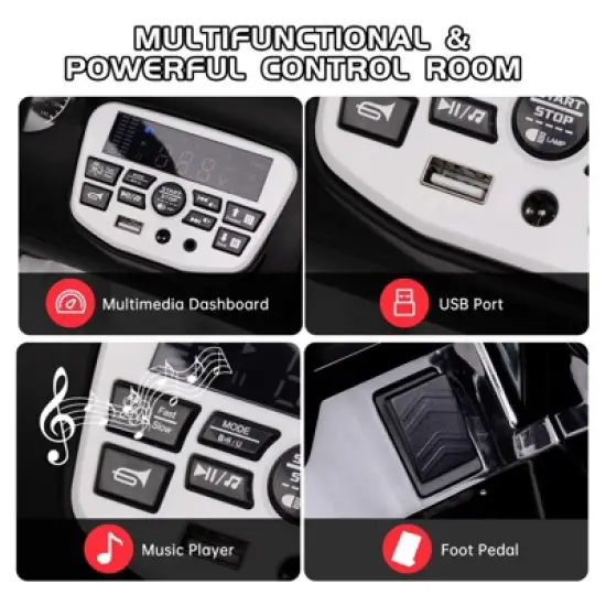 2-Seater Ride On Truck Car, 12V Electric Car for Kids Battery Powered Car w/Parent Remote Control, Safety Belt, Mp3 Player, Led Lights image {3}