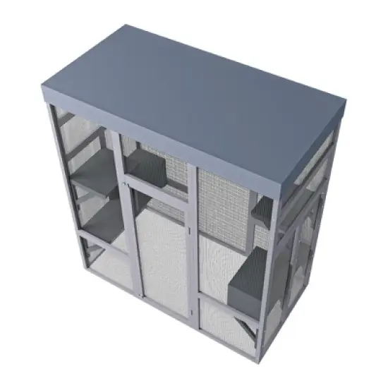 KTMBDW Catio Outdoor Cat Enclosure, Large Cat House for Mulitiple Cats Walk in Cat Cage with Waterproof Fabric, 7 Platforms and 2 Resting Box, Gray image {6}