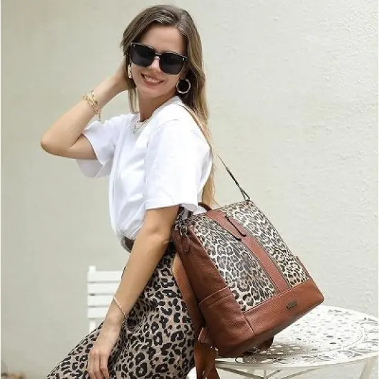 CLUCI Leather Backpack Purse for Women Convertible Large Travel Ladies Designer Fashion Casual College Shoulder Bag image {1}