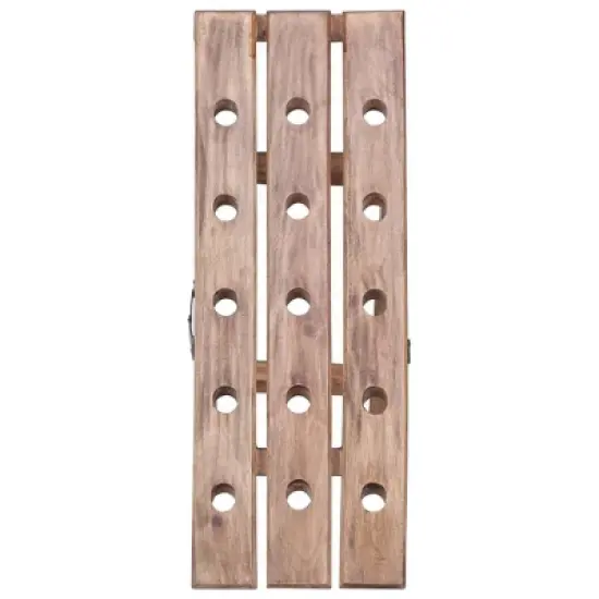 vidaXL Solid Reclaimed Wood Wine Rack - Rustic, Handmade, Holds 15 Bottles, Space-Saving Foldaway Design, Durable and Easy to Use image {9}