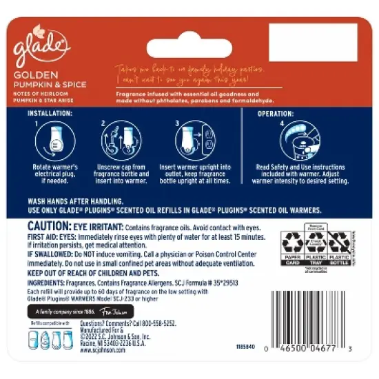 Glade PlugIns Scented Oil Air Freshener - Golden Pumpkin & Spice Refill - 3.35oz/5pk image {2}