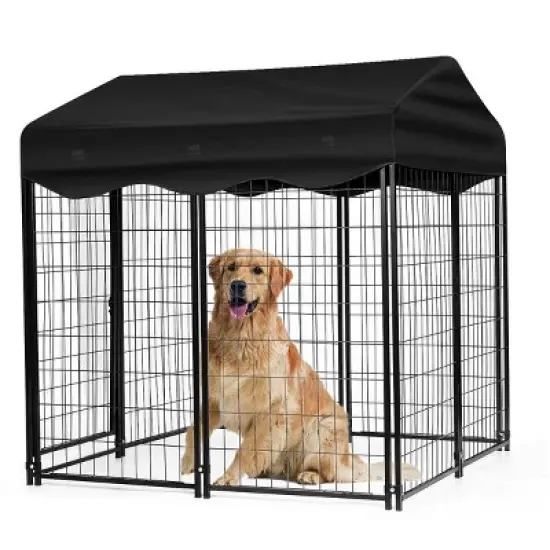 GOTGELIF Outdoor 4ft x 4.2ft x 4.5ft Dog Kennel with Weather-Resistant Cover For Beloved Pup image {9}