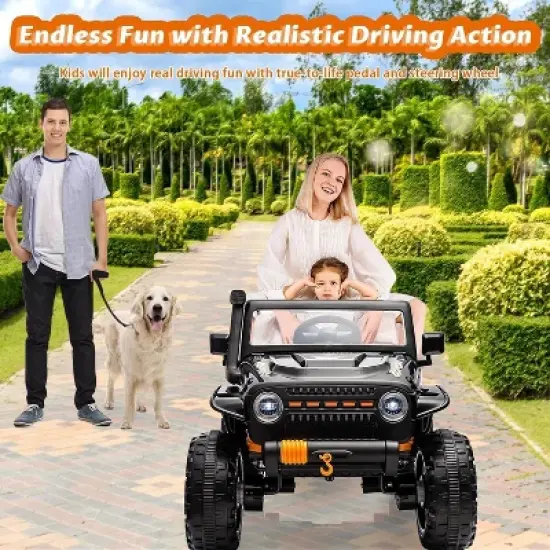 24V 2-Seater Ride-On Truck for Kids with Remote Control, 4x55W Motors, Soft Braking, Suspension, LED Lights image {3}