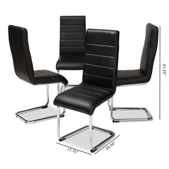 Set of 4 Marlys Modern and Contemporary Faux Leather Upholstered Dining Chairs - Baxton Studio image {4}