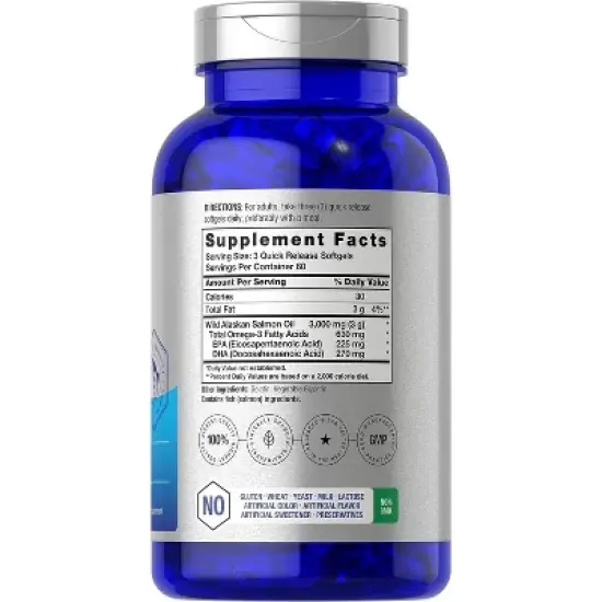 Horbaach Wild Alaskan Salmon Fish Oil 3000mg | 180 Softgels image {1}