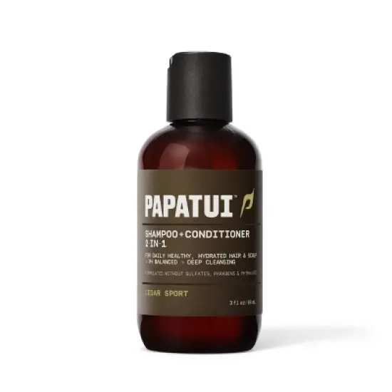 Papatui Men's Paraben-Free and Sulfate-Free 2-in-1 Shampoo + Conditioner - Cedar Sport - Trial and Travel Size - 3 fl oz image {1}