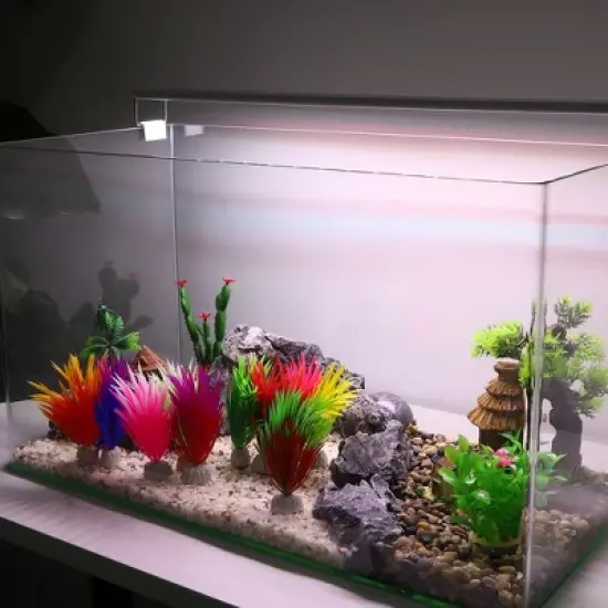 Unique Bargains Aquarium Plastic Plants for Fish Tank Landscape Decoration 5.12" 2 Pcs image {1}