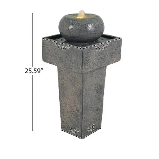 Christopher Knight Home Aria Modern Outdoor Concrete Fountain with LED Light image {2}