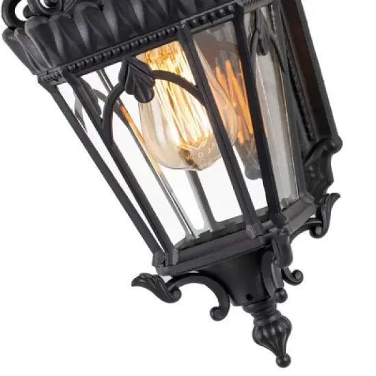 C Cattleya 1-Light Matte Black Die-cast Aluminum Outdoor Wall Lantern Sconce with Clear Tempered Glass image {3}
