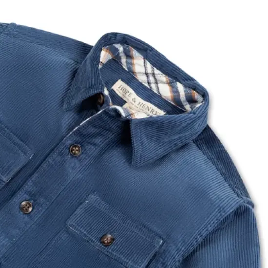 Hope & Henry Boys' Long Sleeve Corduroy Button Down Shirt with Flap Pockets, Kids image {1}