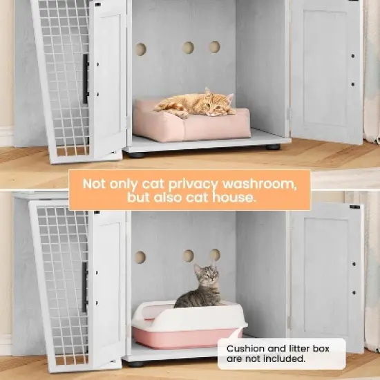 Modern 2 Tier Cat Litter Box Enclosure,Hidden Litter Box Furniture with Two Floors, Fits 22&rdquo; x 17&rdquo; Litter Box & Cat,Suitable for Living Room,Balcony image {3}