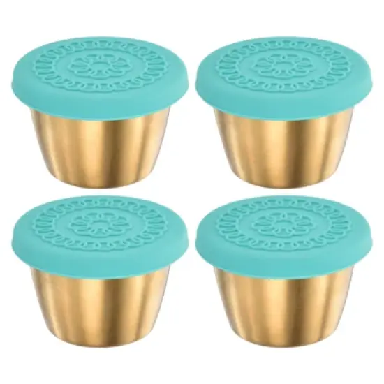 Unique Bargains Stainless Steel Bowls Condiment Containers with Lids Green image {7}