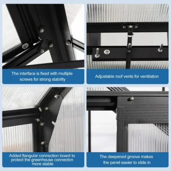 Outdoor Patio 6x6 FT Greenhouse, Heavy Duty Walk-in Greenhouses, Greenhouse with Sliding Door, Greenhouse with Aluminum Frame-Coolbibila image {4}