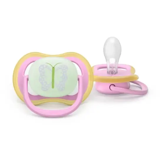 Philips Avent Ultra Air Pacifiers 6-18m - Pink/Butterfly Day+Night - 3pk image {2}