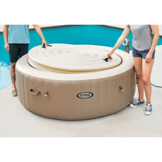 Intex PureSpa 28523E Energy Efficient 6.5-Foot Outdoor Spa Hot Tub Replacement Cover for 4 Person Round PureSpas, Tan (Cover Only) image {2}