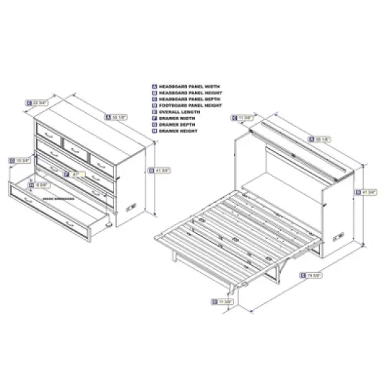 Full Deerfield Murphy Bed Chest with Charger Walnut - AFI image {15}
