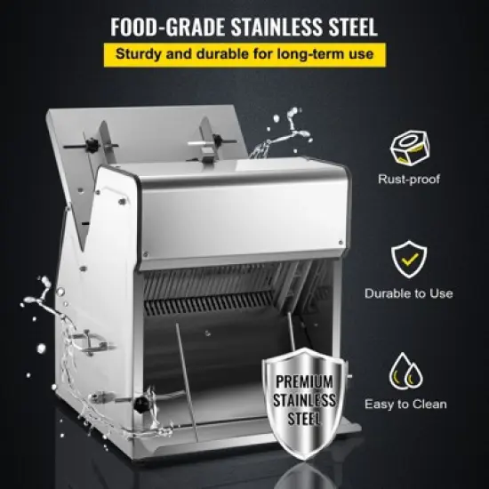 VEVOR Commercial Toast Bread Slicer, 12mm Thickness Electric Bread Cutting Machine, 31PCS Commercial Bakery Bread Slicer, Silver image {3}