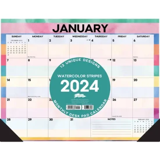 Willow Creek Press 2024 Monthly Planner 22"x17" Watercolor Stripes image {1}