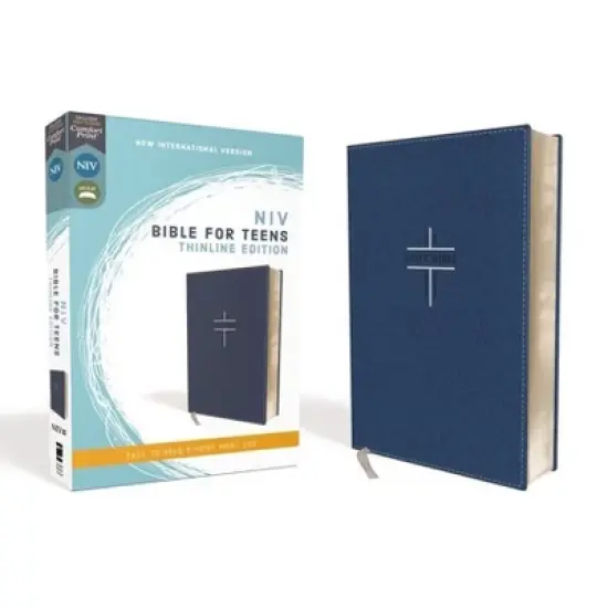 Niv, Bible for Teens, Thinline Edition, Leathersoft, Blue, Red Letter Edition, Comfort Print - by  Zondervan (Leather Bound) image {1}