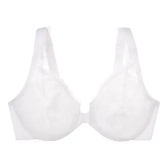 Glamorise Womens WonderWire Front-Closure Stretch Lace Underwire Bra 9245 White image {3}