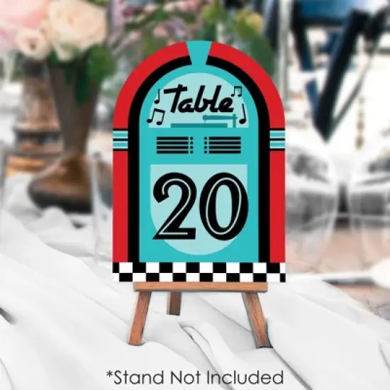 Big Dot of Happiness 50&rsquo;s Sock Hop - 1950s Rock N Roll Party Double-Sided 5 x 7 inches Cards - Table Numbers - 1-20 image {2}