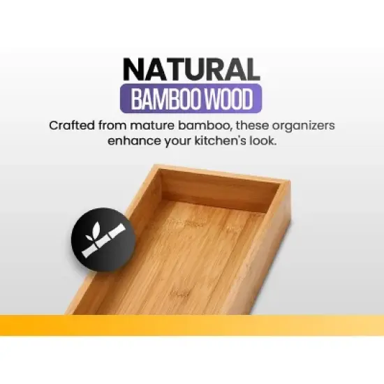 YBM HOME Bamboo Drawer Organizer Storage Box for Kitchen Drawer, Junk Drawer, Office, Bedroom, Children Room, Craft, Sewing, and Bathroom, Pack of 6 image {3}