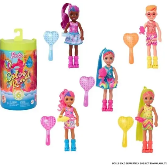 Barbie - Chelsea Color Reveal ! Color Changing Kids - Beach Go'er Doll with 6 Surprise Accessories  image {8}