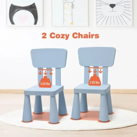 Costway Kids Table & 2 Chairs Set Toddler Activity Play Dining Study Desk Baby Gift image {8}