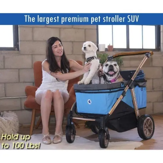 HPZ Pet Rover Titan HD SUV Stroller - Super-Sized Dog/Cat/Pet Stroller SUV Travel Carriage/w Access Ramp/Pumpless Rubber Wheels/Aluminum Frame image {7}