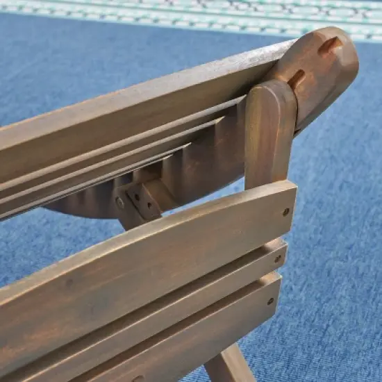 Christopher Knight Home Lisbon Outdoor Acacia Wood Folding Armless Chaise Lounge (Set of 2) image {5}