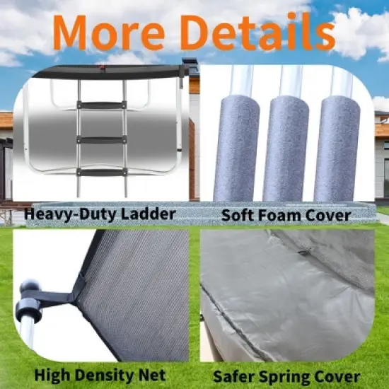 Trampolines, Recreational Trampolines With Ladder Enclosure Net, Outdoor Metal Frame Trampolines For Kids Teens Grown-ups image {6}