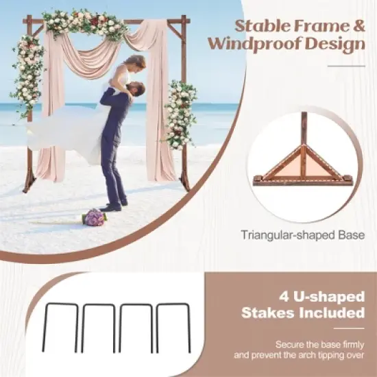 Tangkula 7.2 FT Square Wedding Arch Wooden Arbor Backdrop Stand w/ Triangular-Shaped Base image {4}