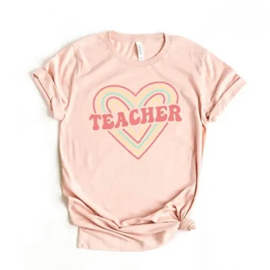 Simply Sage Market Women's Colorful Heart Teacher Short Sleeve Graphic Tee image {5}