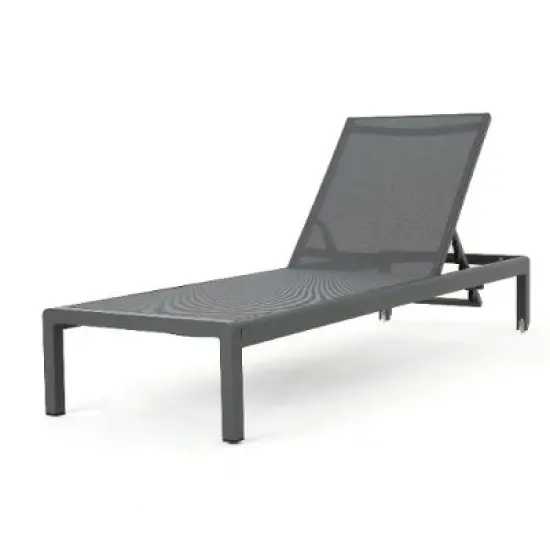 Modern Outdoor Chaise Lounges with Aluminum Frame, Breathable Seating Mesh Patio Recliner Chair, Adjustable Outside Chair -Christopher Knight Home image {3}