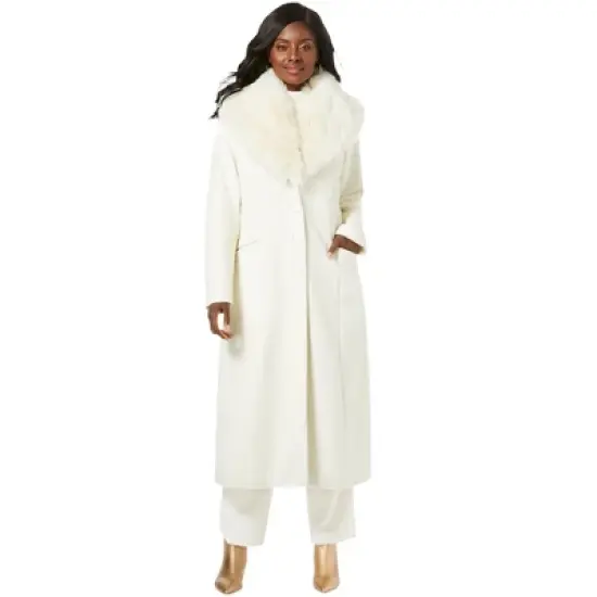 Jessica London Women&rsquo;s Plus Size Long Wool-Blend Coat with Faux Fur Collar image {4}