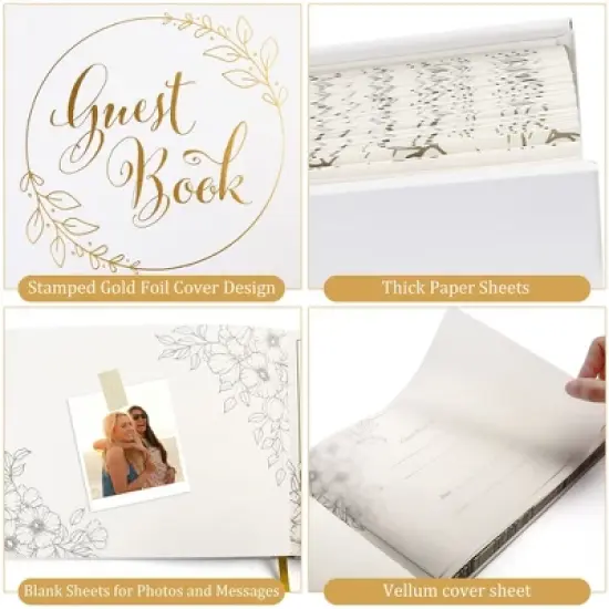 LotFancy Wedding Guest Book, Personalized Guest Book Reception, 128 Pages Thick Paper image {1}