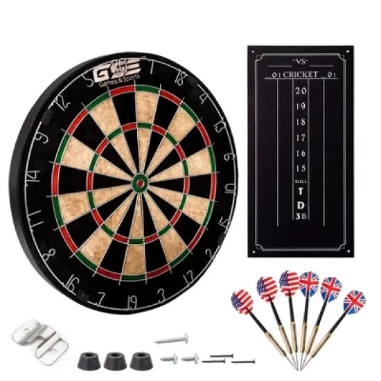 GSE 18" Pro Bristle/Sisal Dartboard Set with Six 17 Grams Steel Tip Darts & Dart Board Game Scoreboard image {7}