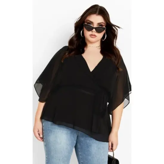 Women's Plus Size Elegant Wrap Top - black | CITY CHIC image {6}