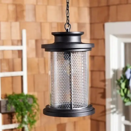 Queren 9.25" Outdoor Pendant - PLT7025 - Black - Safavieh image {2}