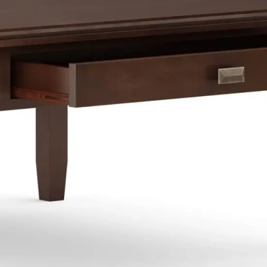 Stratford Square Coffee Table Russet Brown - Wyndenhall: Storage, 2 Drawers, Transitional Style, Pine & Plywood image {9}