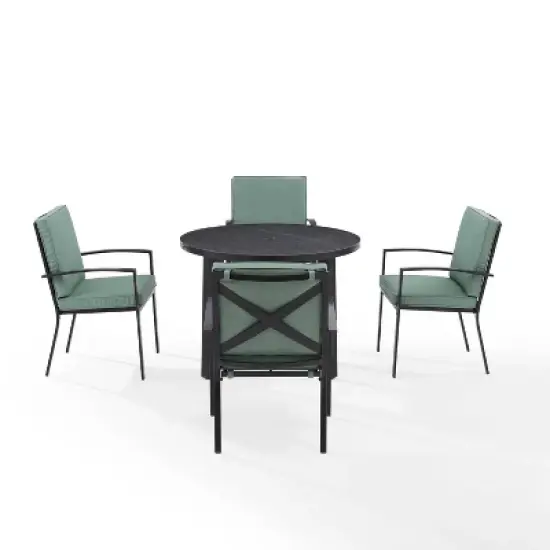 5pc Kaplan Outdoor Steel Round Dining Set Mist/Bronze - Crosley image {5}