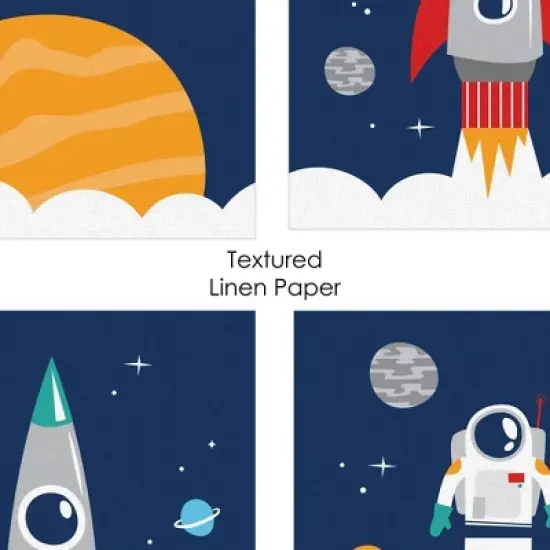 Big Dot of Happiness Blast Off to Outer Space - Unframed Rocket Ship Nursery and Kids Room Linen Paper Wall Art - Set of 4 - Artisms - 8 x 10 inches image {5}